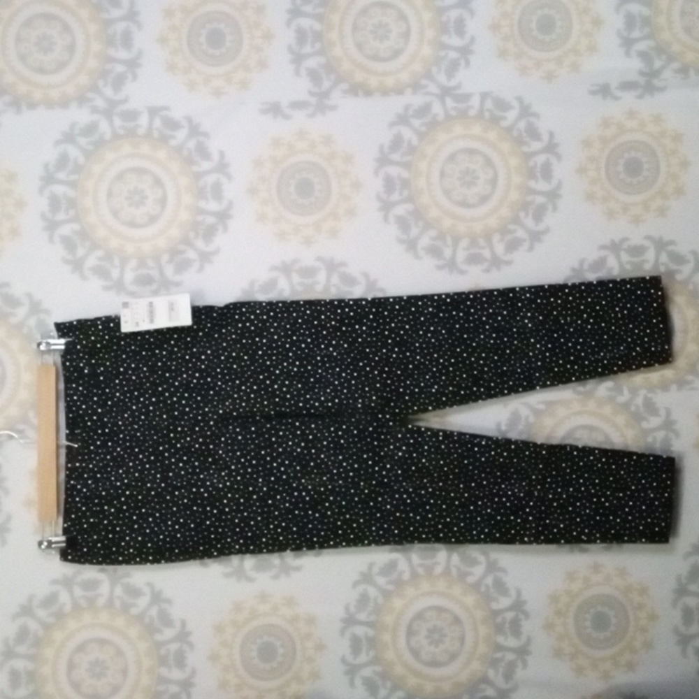 Zara Basic polka dot black white skinny leg cropped pants size 2